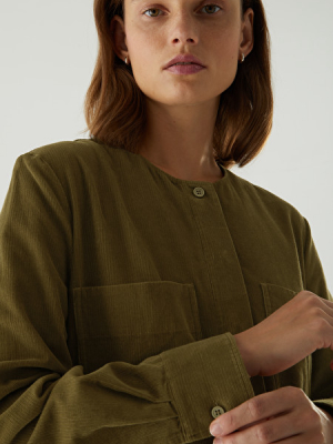 A-line Cotton Corduroy Shirt Dress