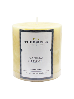 Mottled Pillar Candle Vanilla Caramel - Threshold™