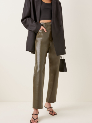 90's High-rise Straight-leg Leather Pants