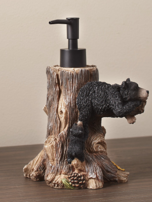 Lakeside Cozy Bears Soap Or Lotion Pump Dispenser With Rustic Tree And Animals