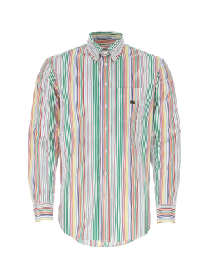 Etro Striped Logo Embroidered Shirt