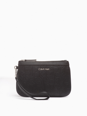 Embossed Monogram Logo Large Zip Wristlet