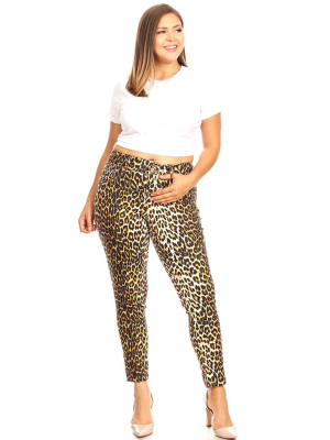 Printed Cheetah Super Stretchy Pants - Plus