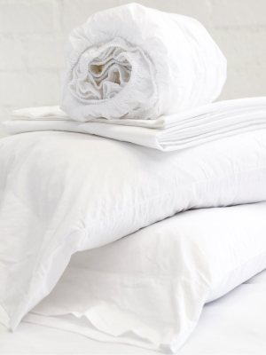 Cotton Percale Sheet Set - White