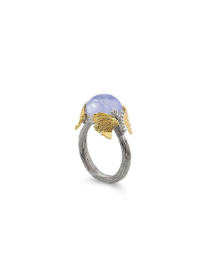 Butterfly Ginkgo Ring With Chalcedony And Diamonds