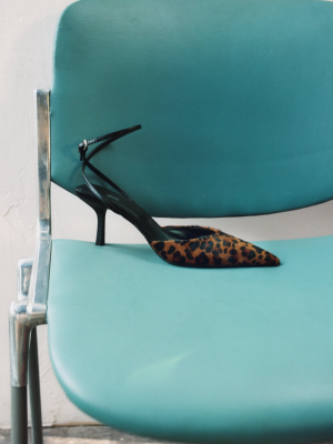 Animal Print Leather High Heeled Shoes