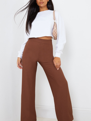 Brown Lounge Textured Straight Leg Pants