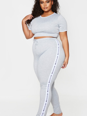 Prettylittlething Plus Grey Long Pyjama Set