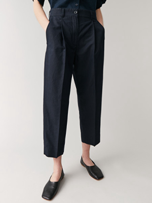 Cotton-linen Pants With Pressfolds