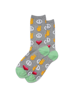 Women's Peace And Love Crew Socks