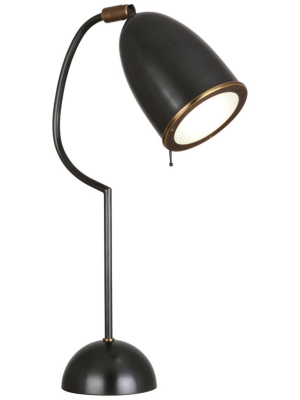 Director Table Lamp In Deep Patina Bronze Finish W/ Aged Brass Accents