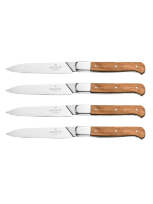 Argent Orfèvres™ Lynden – 4 Piece Steak Knife Set In Wood Storage Box