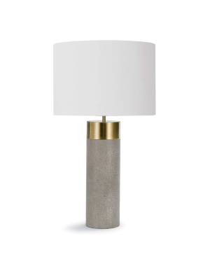 Harlow Ivory Grey Shagreen Cylinder Table Lamp