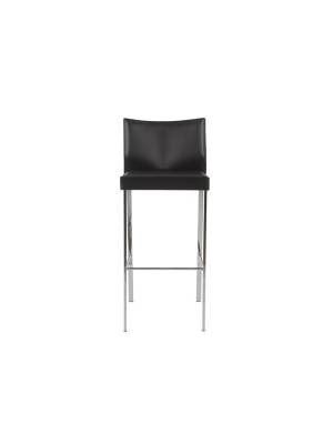 Set Of Two Riley-b Bar Stools In Black Leather