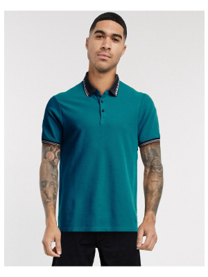 Topman Mcmx Polo With Tipping In Green