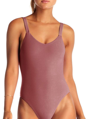 Vitamin A Leah Ecorib One Piece Bodysuit In Rose 76m Drr