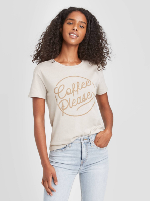 Women's Coffee Please Short Sleeve Graphic T-shirt - Taupe