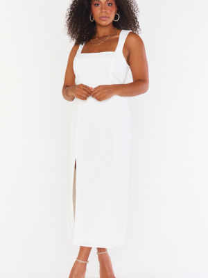 Eden Midi Dress ~ White Stretch