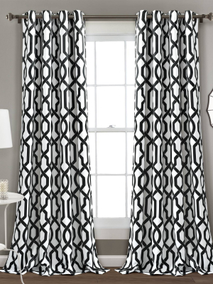 Edward Trellis Room Darkening Window Curtain Set Gray - Lush Décor