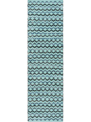 Montauk Turquoise/blue/black Runner Rug