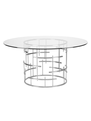 Nuevo Round Tiffany Dining Table - Silver