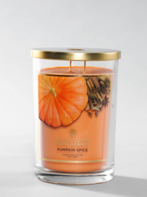 19oz Lidded Glass Jar 2-wick Pumpkin Spice Candle - Home Scents By Chesapeake Bay Candle