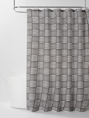 Colorblock Stripe Shower Curtain Black/white - Room Essentials™