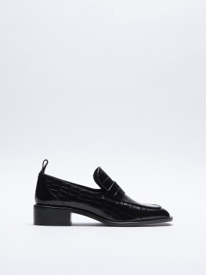 Square Toe Leather Loafers