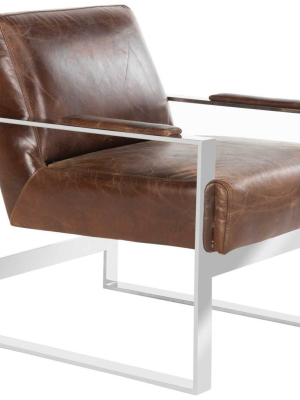 Parlon Occassional Leather Chair Vintage Cigar Brown