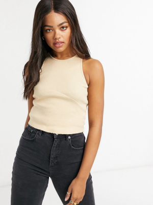 Asos Design Seam Detail Tank In Stone