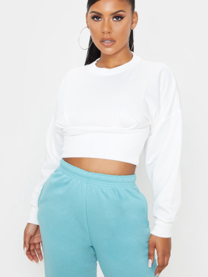 Cream Rib Extreme Hem Crop Sweater