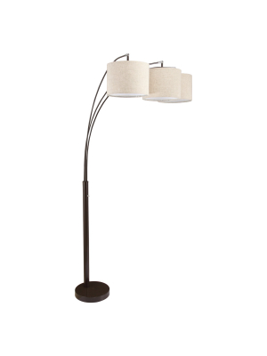 84" Traditional Arc Floor Lamp With 3 Shades (includes Cfl Light Bulb) Brown - Ore International