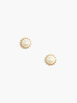 Studded Pearl Stud Earrings