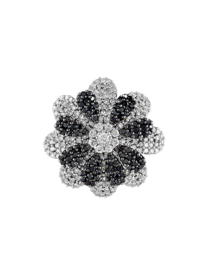 Effy 14k White Gold Black And White Diamond Flower Ring, 1.82 Tcw