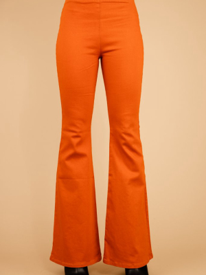 Go Have A Good Time Rust Orange Flare Jeggings