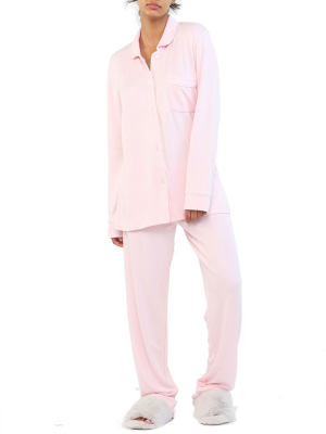 Cozy Kate Pajama Set In Rose