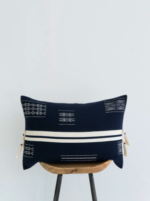 Montagu Bolster Cushion In Midnight And Ivory