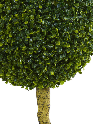 4ft Boxwood Ball Topiary Artificial Tree In Black Planter - Nearly Natural