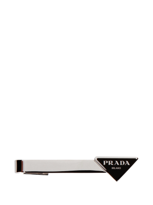 Prada Triangle Logo Plaque Tie Clip