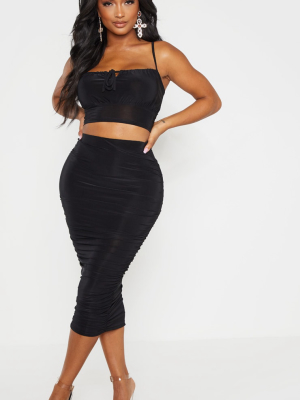 Shape Black Slinky Ruched Skirt