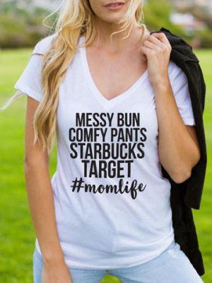 Messy Bun Comfy Pants Starbucks Target Tshirt