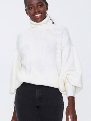 Turtleneck Balloon-sleeve Sweater