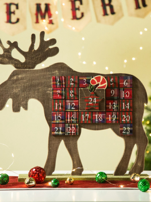 22" Wooden Reindeer Christmas Countdown - Glitzhome