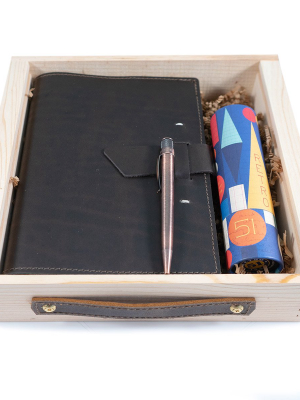 Switchback Leather Notebook + Pen Gift Set