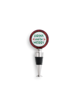 Demdaco Drink And Be Merry Bottle Stopper 5 X 2 - Red