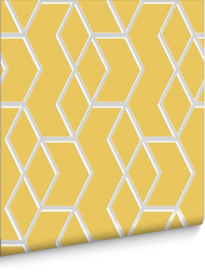 Archetype Wallpaper In Yellow And Silver From The Exclusives Collection By Graham & Brown