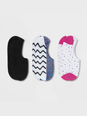 Women's Foil Marble Print 3pk Liner Socks - Xhilaration™ Black/gray 4-10