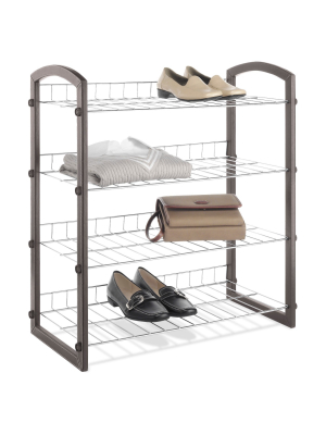 Whitmor 4-tier Shoe Rack Faux Leather With Wire Shelves