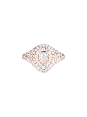 Pear Bling Pinky Ring - Rose Gold