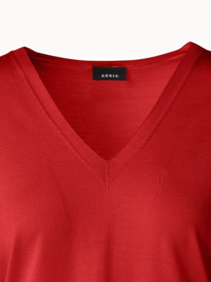 Cashmere Silk Fine Gauge V-neck Knit